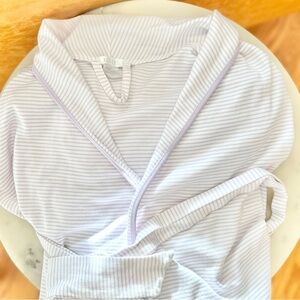 L Lake Robe Pima Cotton Purple Striped